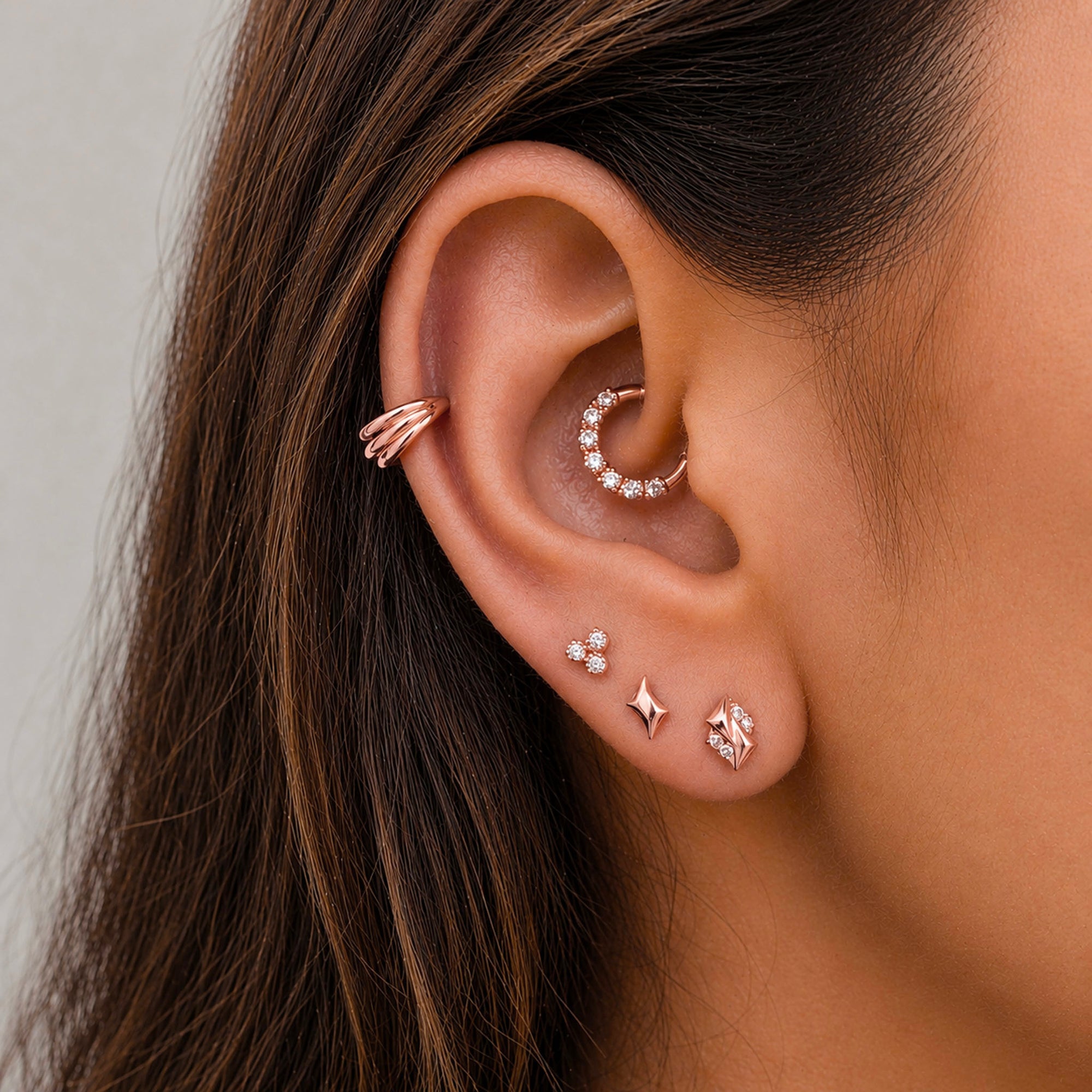 LOLA - 18k Rose Gold &amp; Diamond Piercing Ring