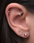 LOUISE - 18k Rose Gold & Fresh Water Pearl Piercing Ring