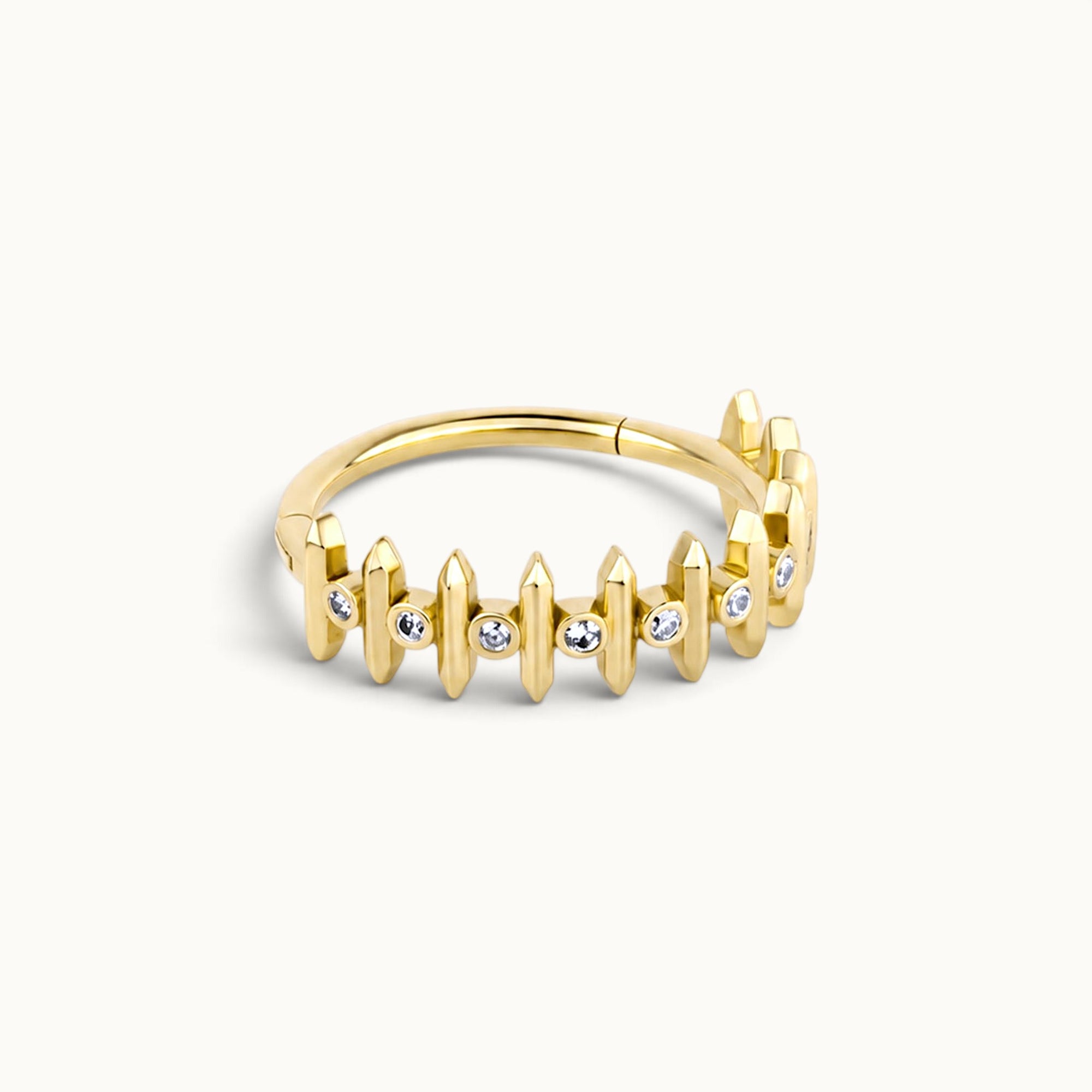 18k gold piercing ring with diamond accents, elegant body jewelry for ear or nose