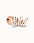 18k rose gold ear piercing with three diamond accents, elegant and modern design