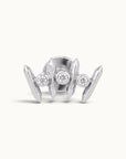 18k gold piercing jewelry with three round diamonds, sleek modern design for ear or nose