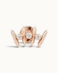 18k rose gold piercing jewelry with three diamonds, elegant and luxurious design