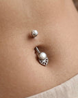 SITA - 18k White Gold & Fresh Water Pearls Navel Piercing