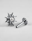 18k white gold star-shaped ear labret piercing stud with pearl