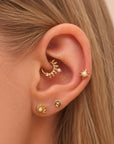 NOUR FACE - 18k Yellow Gold & Fresh Water Pearl Piercing Ring