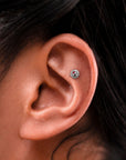 JUDITH - 18k White Gold & Garnet Piercing Stud