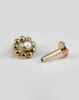 Circular beaded ear piercing in 18k yellow gold with pearl