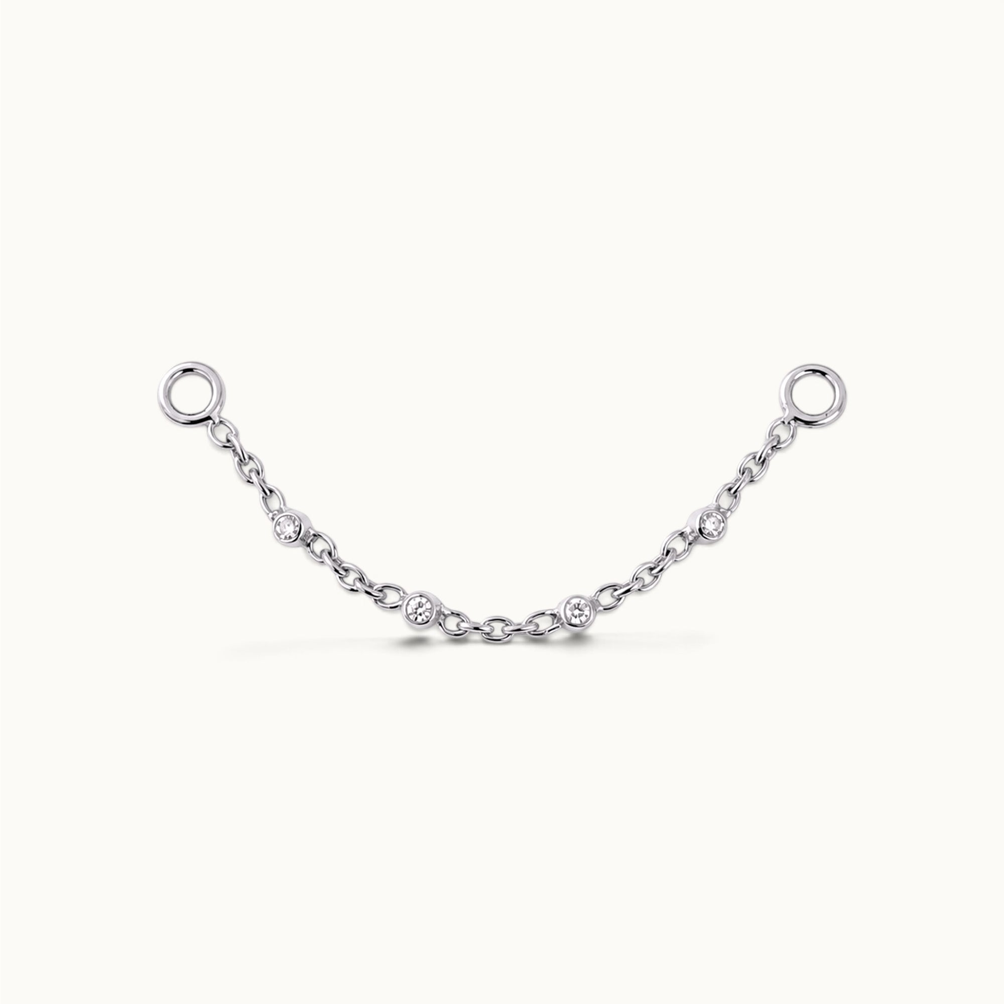 18k gold chain piercing jewelry with diamonds, for ear, nose, or navel, handmade luxury body adornment