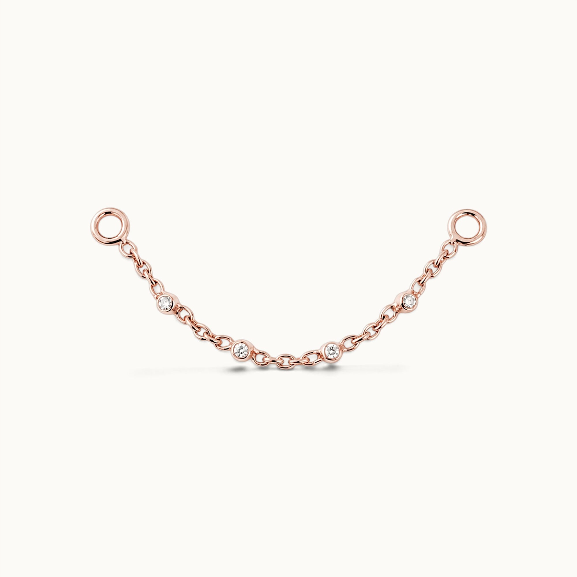 18k rose gold piercing chain with diamond accents, luxury body jewelry for ear or nose