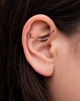 Rose gold ear climber with diamonds, elegant piercing jewelry for cartilage or helix