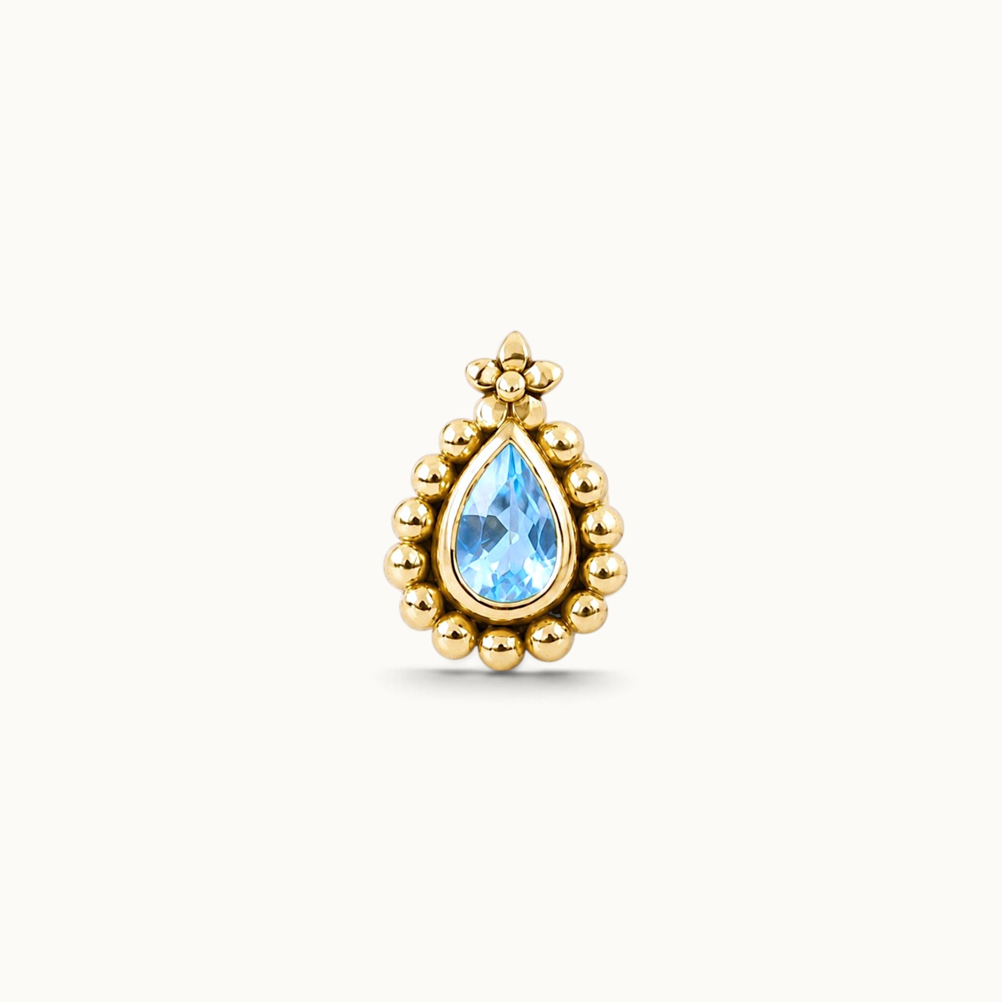 LIL AREDRANE - 18k Yellow Gold &amp; Topaz Piercing Stud