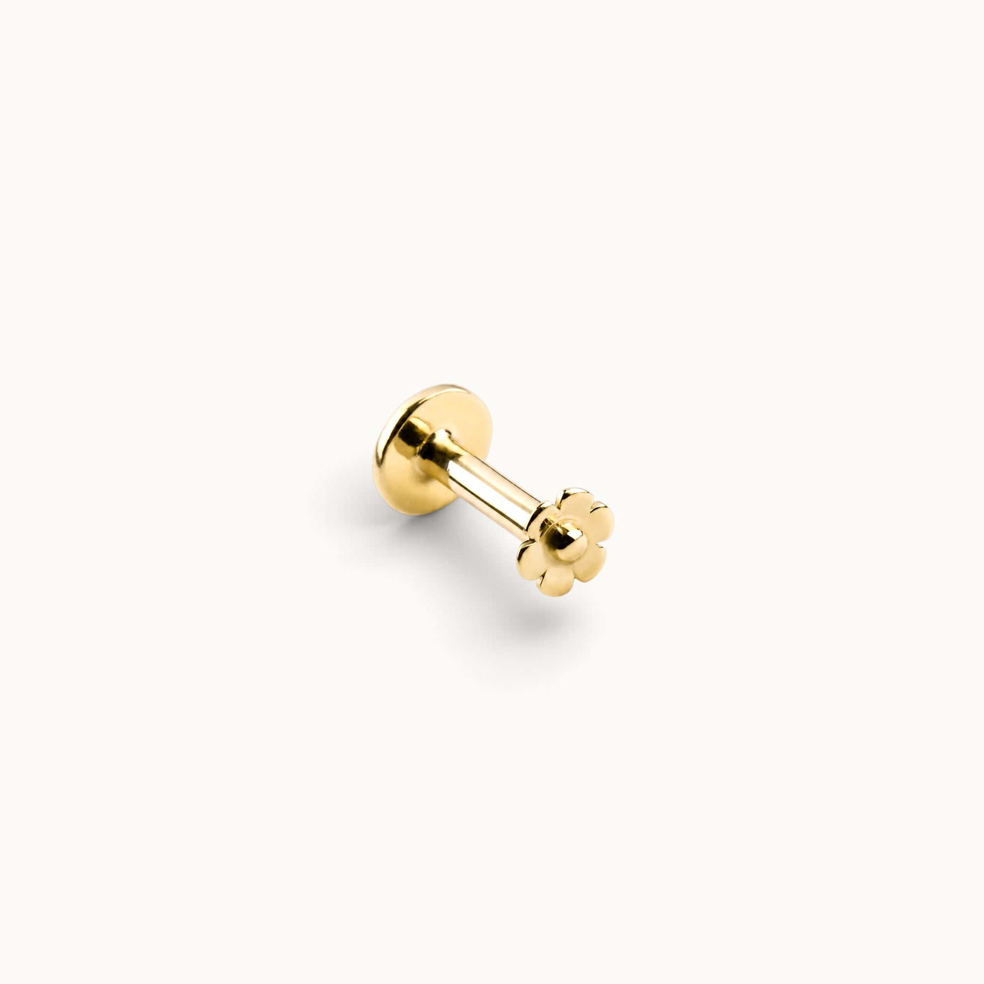 18k gold flower nose stud, luxury body piercing jewelry for nose or ear