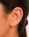 Delicate leaf-shaped ear piercing with diamond accent, luxury 18k gold body jewelry for elegant style