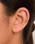 18k gold leaf ear piercing with diamond, luxury body jewelry for elegant style