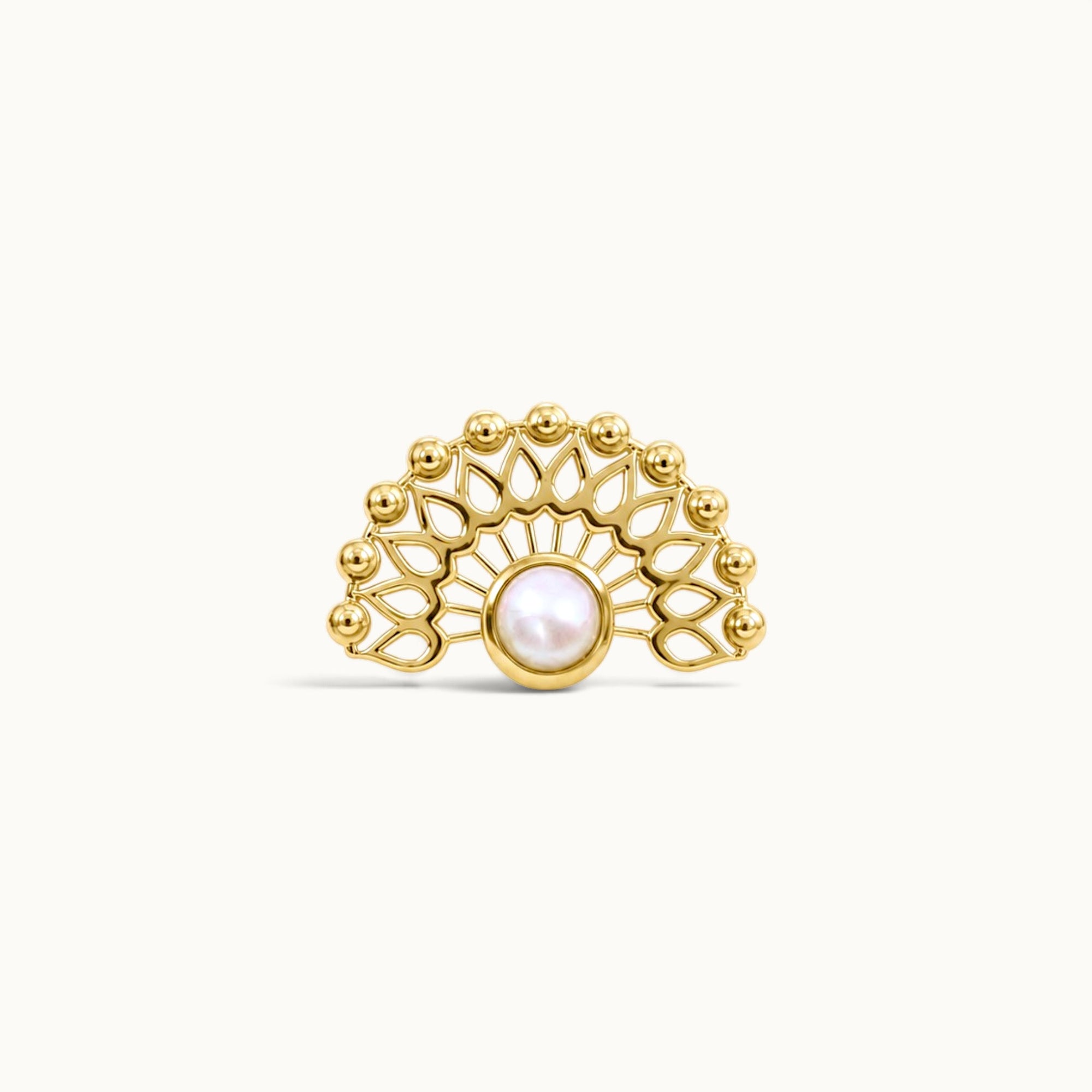 LIL NEKHEKH - 18k Yellow Gold &amp; Fresh Water Pearl Piercing Stud