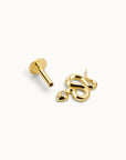 18k gold snake piercing jewelry with diamond eye, luxury body jewelry for ear or nose
