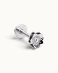 18k gold flower stud earring with diamond center, luxury piercing jewelry for ear or nose