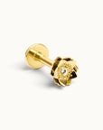 18k gold flower nose stud with diamond center, luxury piercing jewelry for nose or ear