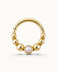 LOUISE FACE - Anneau de Piercing Perle D'eau Douce et Or Jaune 18k