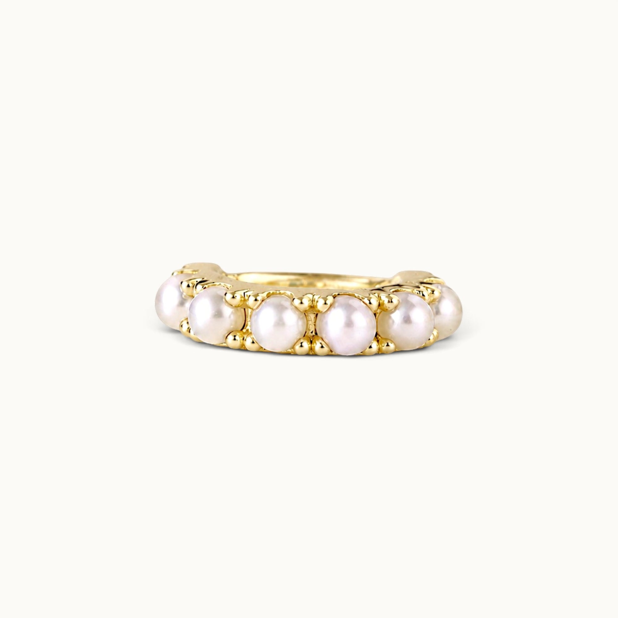 18k gold ring with pearls, luxury piercing jewelry for ear, nose, or navel, handmade in France