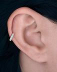 18k gold ear piercing jewelry with pearls, elegant fine body jewelry for women