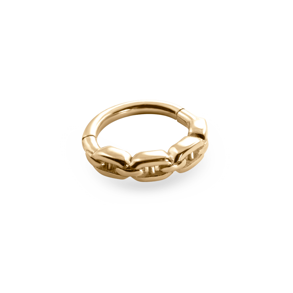 18k yellow gold piercing ring mariner anchor link chain