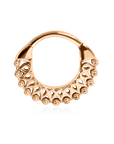 Front-facing piercing ring, openwork fan-shaped in 18k rose gold