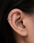 18k gold ear cuff with geometric design, luxury piercing jewelry for cartilage, handmade in France
