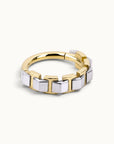 18k gold and silver geometric piercing ring, luxury body jewelry for ear or nose