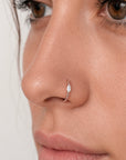 18k gold nose ring with marquise diamond, luxury piercing jewelry for nose