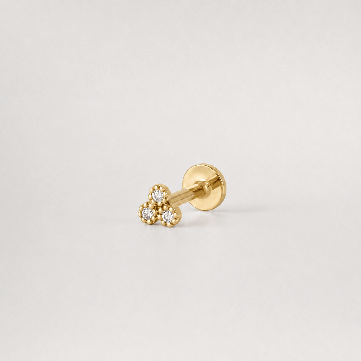 18k gold piercing earring with diamond accents, luxury handmade body jewelry