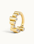 18k gold hinged hoop earring with clear gemstones, luxury piercing jewelry for ear or nose