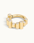 18k gold piercing hoop with cz stones, luxury body jewelry for ear nose navel