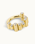 18k gold hinged hoop with cubic zirconia, luxury body piercing jewelry for ear or nose