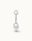 18k gold navel piercing with pearls and geometric design, luxury body jewelry