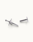 Sword-shaped 18k gold piercing jewelry with intricate details, ideal for ear or nose piercings.