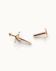 Rose gold sword-shaped piercing jewelry, solid 18k gold, handmade, for ear or nose