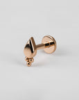 Teardrop-shaped 18k rose gold ear piercing stud