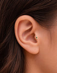 TRINAE - 18k Yellow Gold & Diamonds Tsavorite Piercing Stud