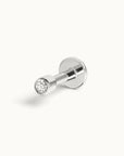 18k gold piercing stud with round diamond, luxury body jewelry for ear or nose
