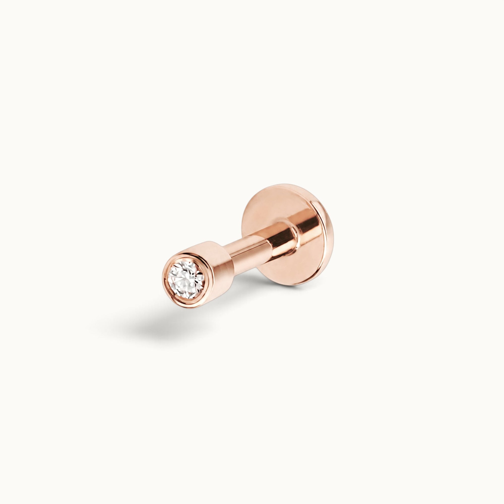 Rose gold nose stud with diamond, luxury 18k gold piercing jewelry for elegant style