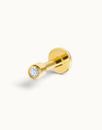 18k gold nose stud with round diamond, luxury piercing jewelry for nose or ear