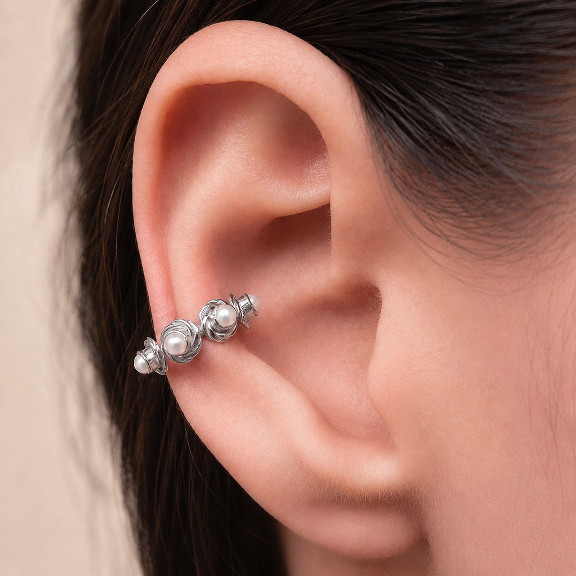 VERNAISON - Anneau de Piercing Perles D'eau Douces et Or Gris 18k