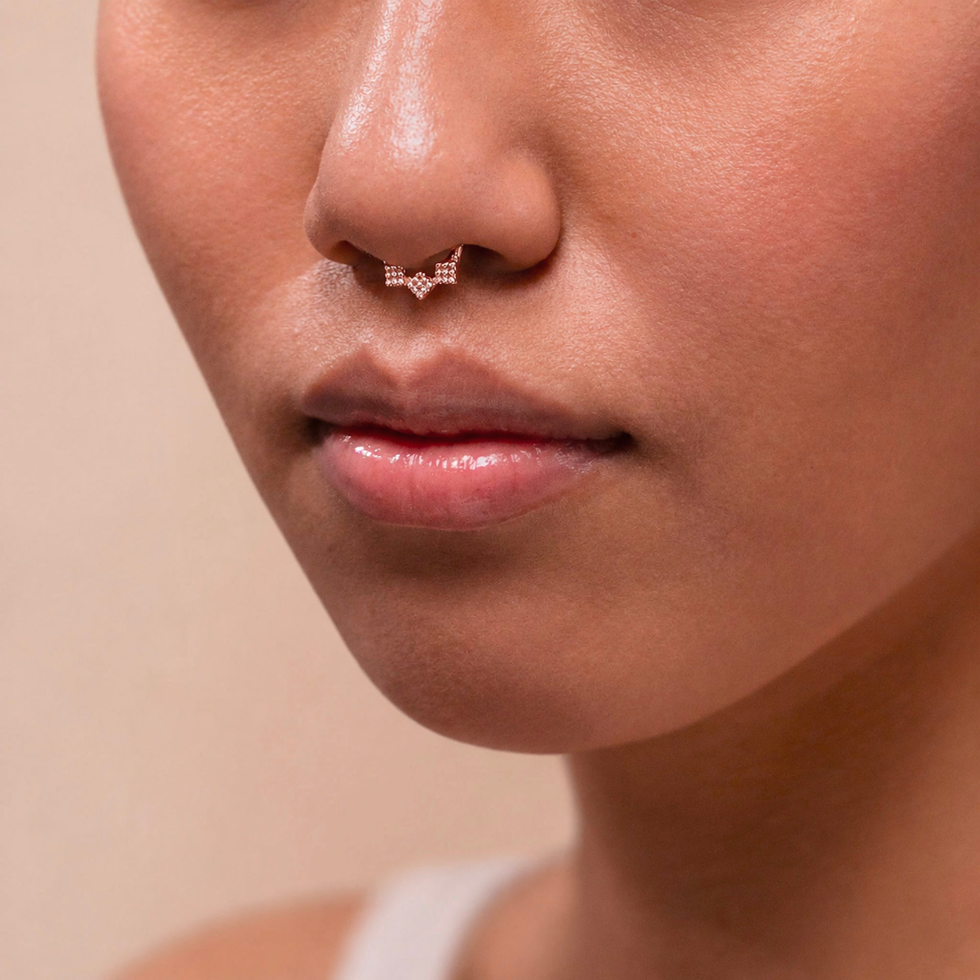 YAHYA FACE  - 18k Rose Gold Piercing Ring