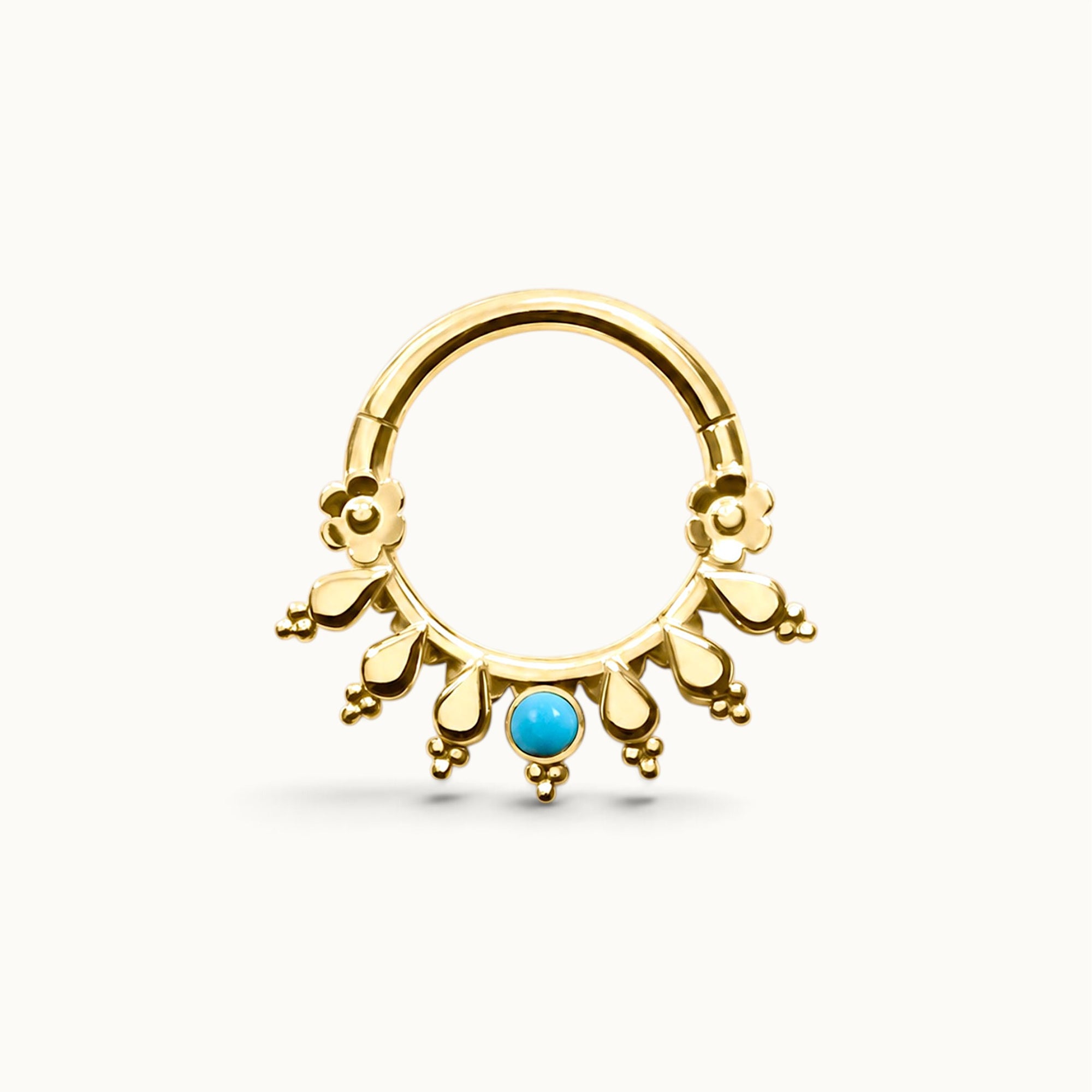 ZOUINA - 18k Yellow Gold &amp; Turquoise Piercing ring