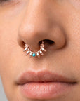ZOUINA - 18k Rose Gold & Turquoise Piercing ring
