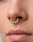 ZOUINA - 18k Yellow Gold & Turquoise Piercing ring
