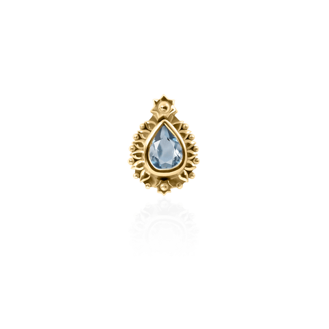 Berber inspired piercing jewelry 18k yellow gold with light blue topaz