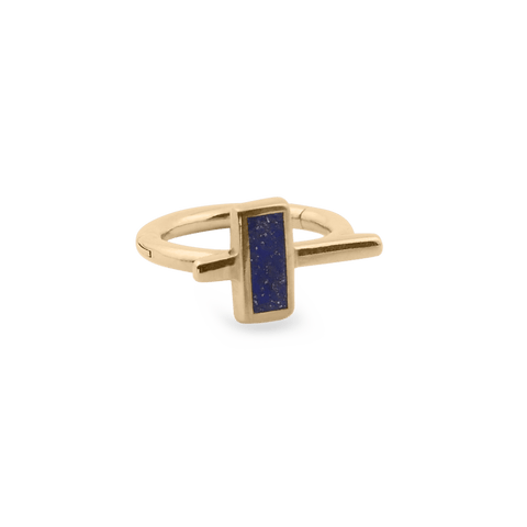 Piercing ring JANE 18k yellow gold with lapis lazuli