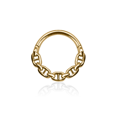 MARINE chain piercing ring 18k yellow gold
